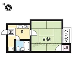 コーポ一乗寺 2階1Kの間取り