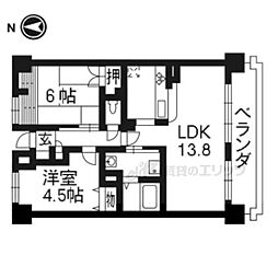 京都地下鉄東西線 蹴上駅 徒歩7分の賃貸マンション 3階2LDKの間取り