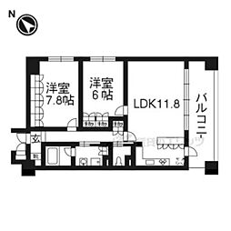 リーガル京都四条河原町通りII 8階2LDKの間取り