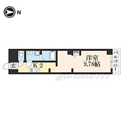 朱雀館 5階1Kの間取り
