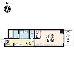 叡山電鉄叡山本線 茶山・京都芸術大学駅 徒歩4分の賃貸マンション 5階1Kの間取り