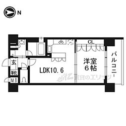 リーガル京都河原町五条II 602 6階1LDKの間取り