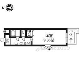 叡山電鉄叡山本線 一乗寺駅 徒歩10分の賃貸マンション 2階1Kの間取り