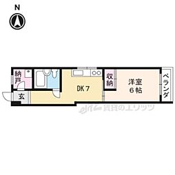 シャトーやなぎ 3階1DKの間取り