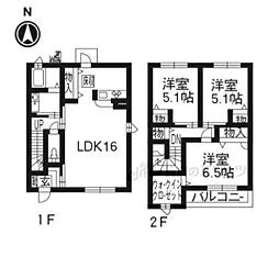 スクワール北山 1階3LDKの間取り