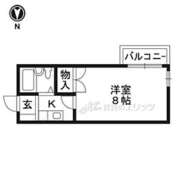 京阪本線 出町柳駅 徒歩10分の賃貸アパート 1階1Kの間取り