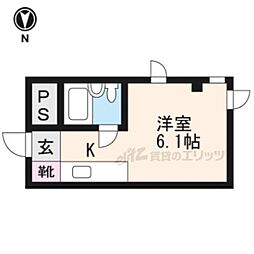 叡山電鉄叡山本線 宝ケ池駅 徒歩1分の賃貸マンション 3階ワンルームの間取り