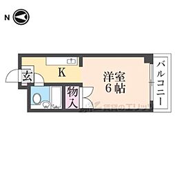 シャルマン大栄 1Kの間取図画像