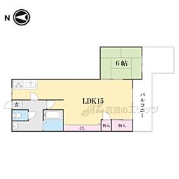 シャルマン北白川銀閣ハイツ 1LDKの間取図画像