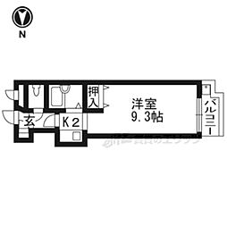 シティコアサーティ朱雀 1Kの間取図画像