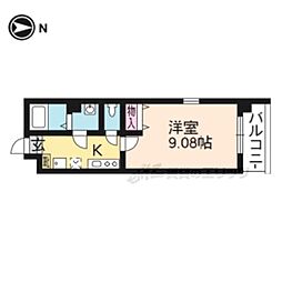 グランヒル下鴨 1Kの間取図画像