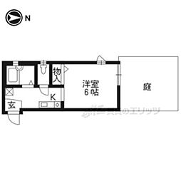 北山グランブルーハイツ ワンルームの間取図画像