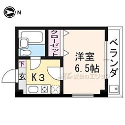 森マンション3 1Kの間取図画像