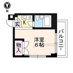 アーバン北村・出町 1Kの間取図画像