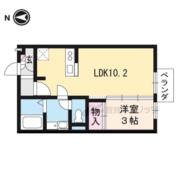 京都府京都市山科区西野岸ノ下町(賃貸アパート1LDK・2階・33.61㎡)の写真 その2