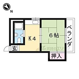 STABLE勧修寺 2階1Kの間取り