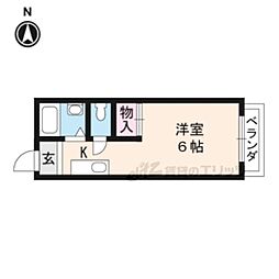 JR東海道・山陽本線 山科駅 徒歩10分の賃貸アパート 1階1Kの間取り