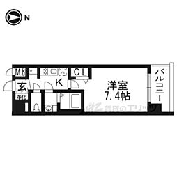 京都市営烏丸線 十条駅 徒歩3分の賃貸マンション 6階1Kの間取り