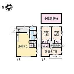 JR東海道・山陽本線 山科駅 徒歩6分の賃貸一戸建て 1階3LDKの間取り