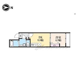 ARCA山科 3階1DKの間取り