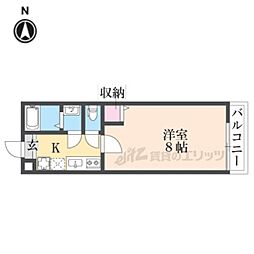 仮）フラッティ烏丸十条 4階1Kの間取り