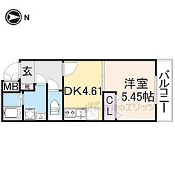 グランデコート竹鼻EAST 3階1DKの間取り