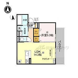 ラフィーネ丹波橋 301 3階1LDKの間取り