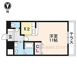 JR奈良線 六地蔵駅 徒歩3分の賃貸マンション 1階1Kの間取り