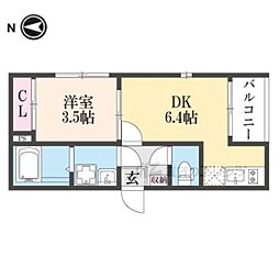 アークヴィラ東野 2階1DKの間取り