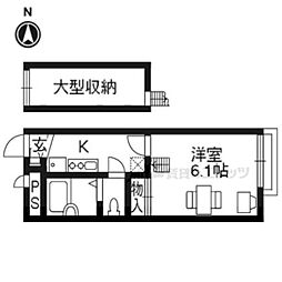 京阪宇治線 桃山南口駅 徒歩15分の賃貸アパート 2階1Kの間取り