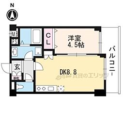 プリシード桃山御陵レジデンス 3階1LDKの間取り