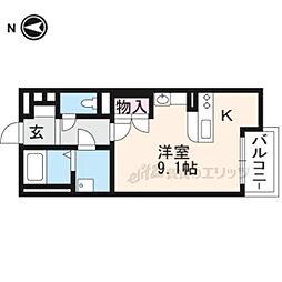 JR東海道・山陽本線 山科駅 徒歩14分の賃貸アパート 1階1Kの間取り