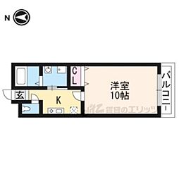 ブランドールＯ＆Ｋ 2階1Kの間取り