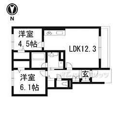 ヴェール桃山 1階2LDKの間取り