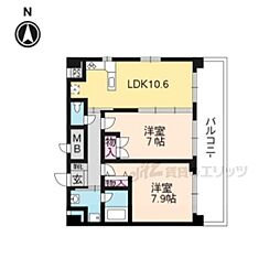 音羽ハイツ 5階2LDKの間取り