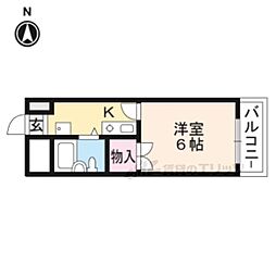 メゾングランドール 2階1Kの間取り
