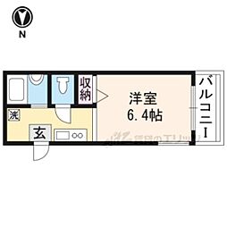 レザン四条大宮 2階1Kの間取り