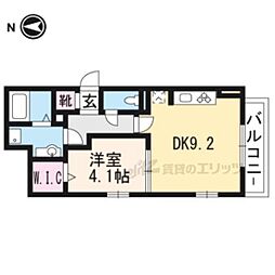 フォーチュンウェルＦ 2階1DKの間取り
