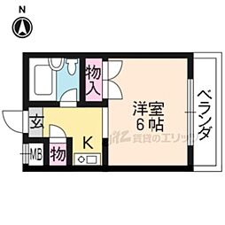 Ｄ’ｓ　Ｃｏｕｒｔ 2階ワンルームの間取り