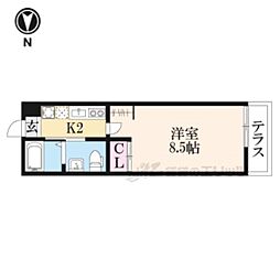 KAMO RIVER 清水五条 1階1Kの間取り