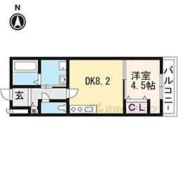 サクシード伏見西町 地下1階1DKの間取り