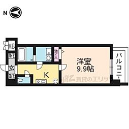 京阪本線 藤森駅 徒歩7分の賃貸マンション 1階1Kの間取り