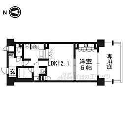 リーガル京都四条烏丸II 1階1LDKの間取り