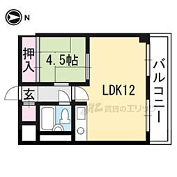JR東海道・山陽本線 山科駅 徒歩9分の賃貸マンション 3階1LDKの間取り