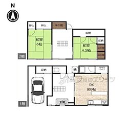 叡山電鉄叡山本線 茶山・京都芸術大学駅 徒歩24分の賃貸一戸建て 2LDKの間取り
