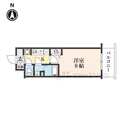 ソルテラス京都JUJO華 6階1Kの間取り