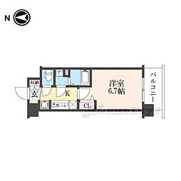 ソルテラス京都JUJO華 7階1Kの間取り