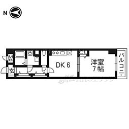 京都市営烏丸線 竹田駅 徒歩6分の賃貸マンション 2階1DKの間取り