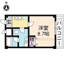 JR奈良線 六地蔵駅 徒歩6分の賃貸マンション 3階1Kの間取り