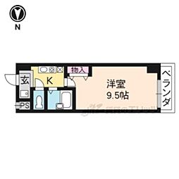 サムパティーク山科 7階1Kの間取り